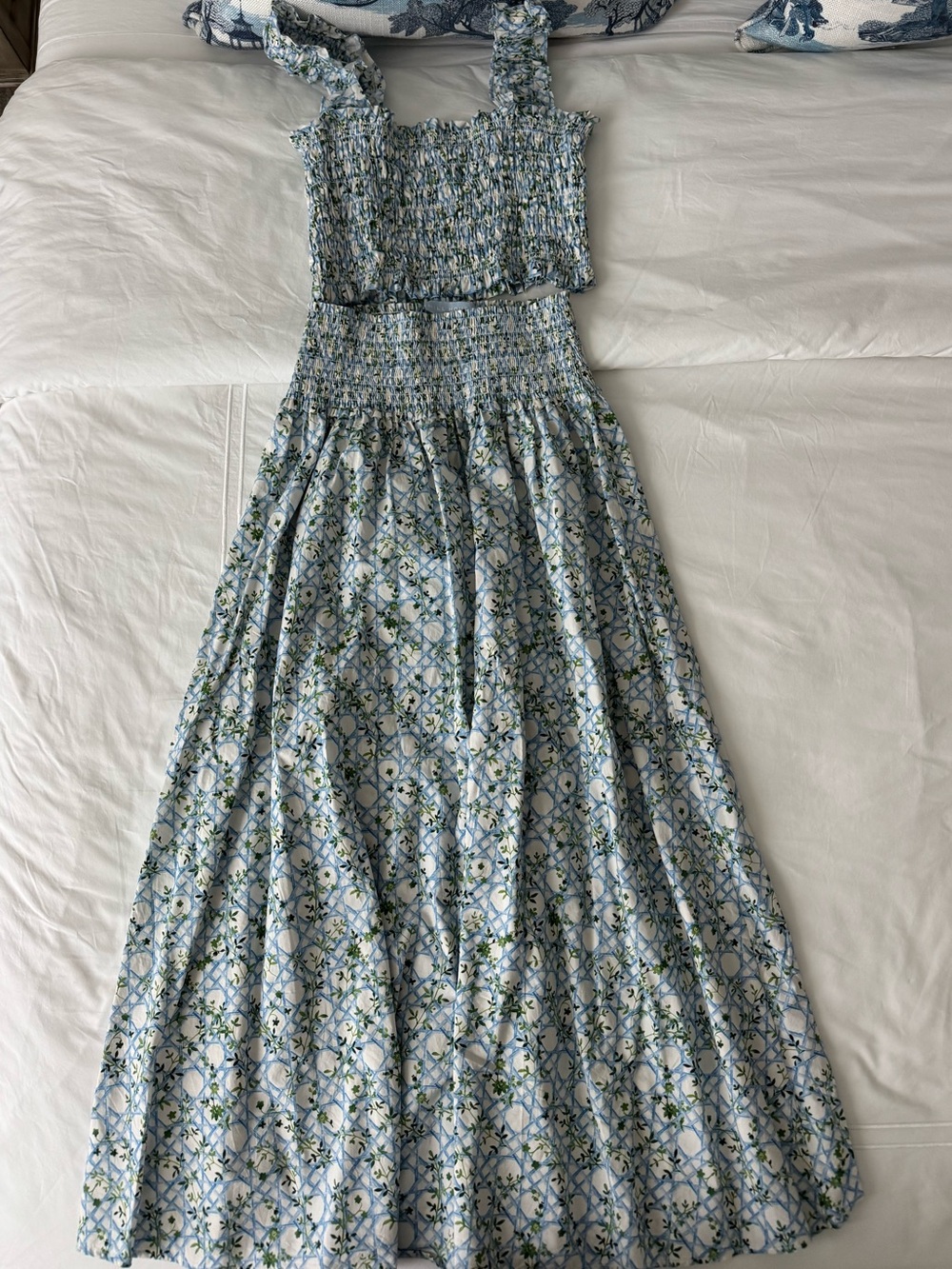 Hill House Light Blue Floral Maxi Dress Two-Piece - Picture 2 of 7